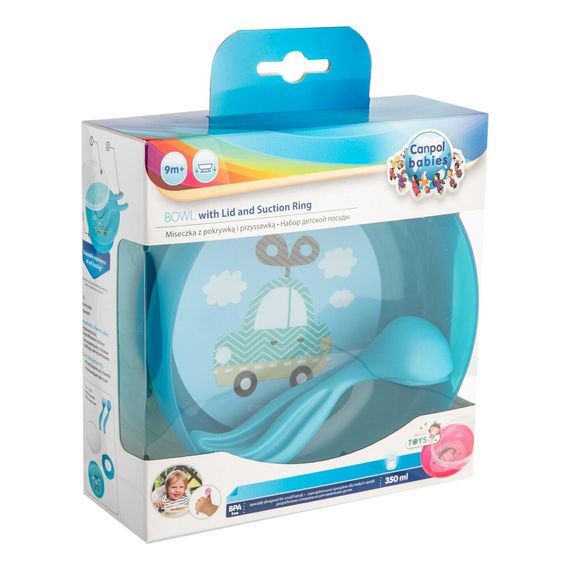 Canpol Babies miska s víčkem a příborem 350ml Toys 9m+, 2 zdjęcie
