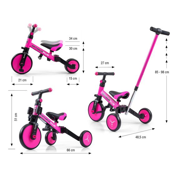 Milly Mally kolo 4v1 Optimus Plus Pink, Kolor: Pink, 6 zdjęcie