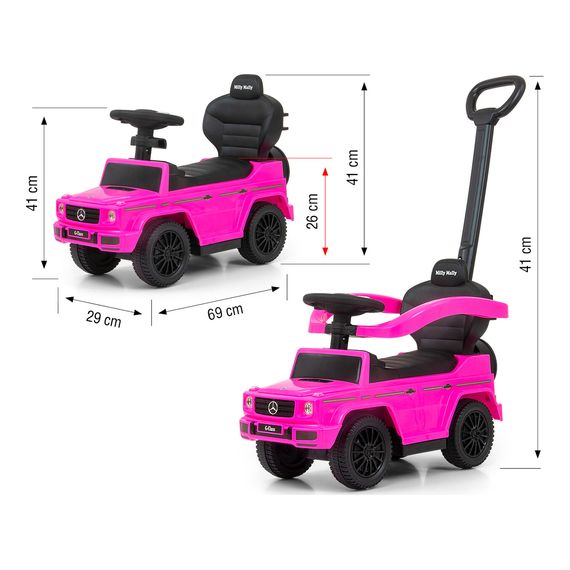 Milly Mally odrážedlo s vodící tyčí Mercedes G350d Pink, Kolor: Pink, 6 zdjęcie