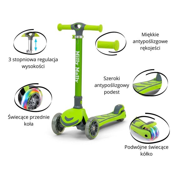 Milly Mally koloběžka Boogie Green, Kolor: Green, 6 zdjęcie