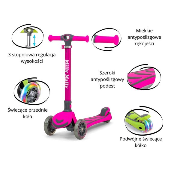 Milly Mally koloběžka Boogie Pink, Kolor: Pink, 10 zdjęcie