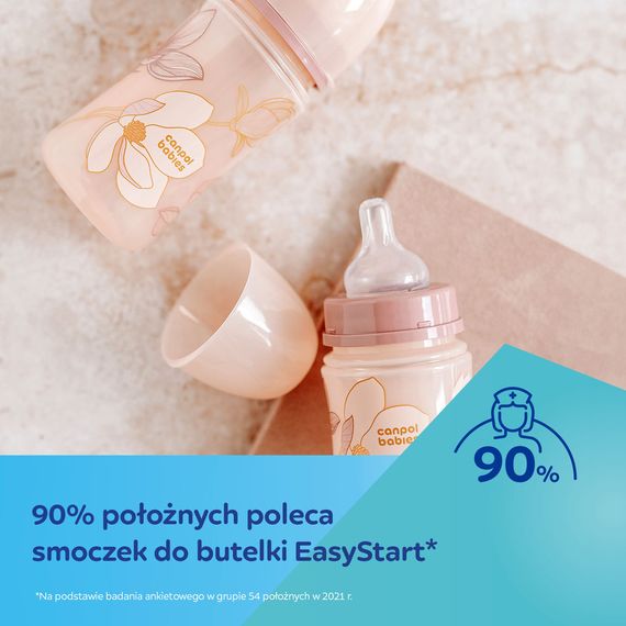 Canpol Babies antikoliková lahvička 240ml EasyStart Gold Modrá 0m+, Pojemność: 240 ml, Rodzaj: szeroka antykolkowa, Kolor: Gold Niebieska, 5 zdjęcie