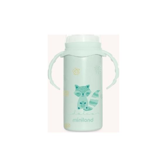 Miniland Dolce 240 ml Stainless Steel Thermal Bottle with Teat — Mint, image 