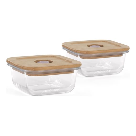 Miniland skleněné nádoby čtvercové ECO-friendly 2x210ml s izotermickou taškou Kuřátko, 4 zdjęcie