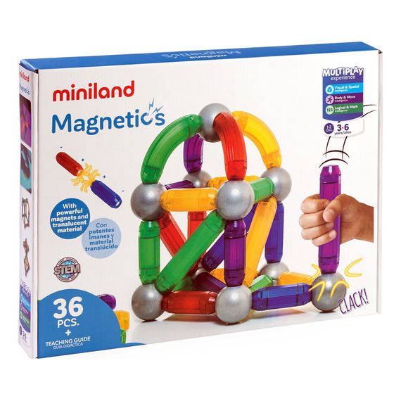 Miniland Magnetic Blocks Set — 36 pcs Creative Construction Toy, image 