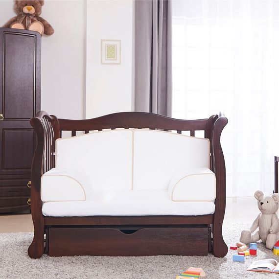 Veres LD19 – dětská postýlka se sklopnou bočnicí a kousátkem (120×60 cm) – Walnut, Kolor: Walnut, 8 zdjęcie