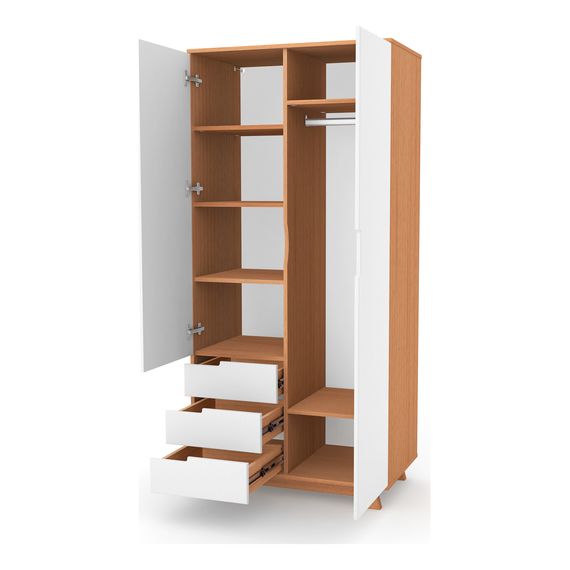 Veres Manhattan 850 – dětská skříň se zásuvkami, dvoudveřová (85×47×182,5 cm) – White Natural, Rozmiar: 85 cm, Rodzaj: szafa z szufladami, Kolor: White Natural, 3 zdjęcie