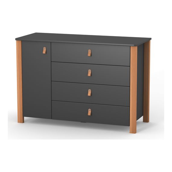 Veres Monaco 1200 – dětská komoda (120 cm) – Anthracite Natural, Rozmiar: 120 cm, Kolor: Anthracite Natural