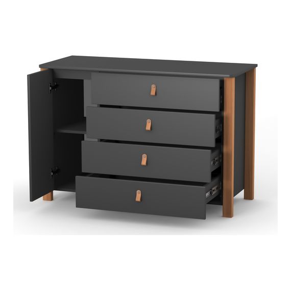 Veres Monaco 1200 – dětská komoda (120 cm) – Anthracite Natural, Rozmiar: 120 cm, Kolor: Anthracite Natural, 8 zdjęcie