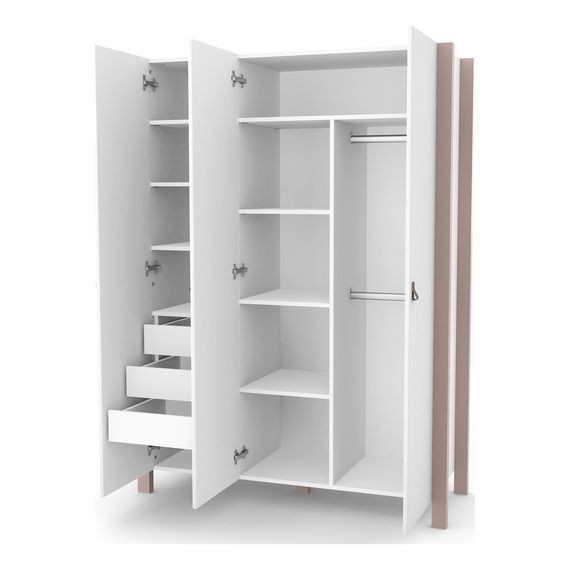 Veres Monaco 1310 – dětská skříň, třídveřová (131×47×179,5 cm) – Cappuccino White, Rodzaj: trzydrzwiowa, Kolor: Cappuccino White, 7 zdjęcie