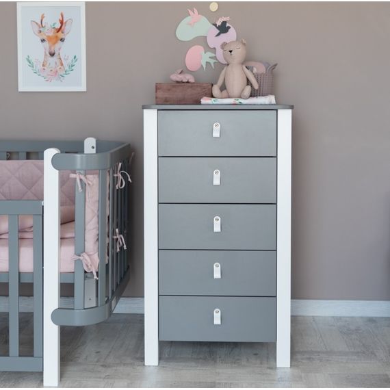 Veres Monaco 600 – dětská komoda, vysoká (60 cm) – Graphite White, Rozmiar: 60 cm, Kolor: Graphite White, 9 zdjęcie