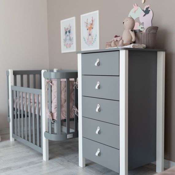 Veres Monaco 600 – dětská komoda, vysoká (60 cm) – Graphite White, Rozmiar: 60 cm, Kolor: Graphite White, 10 zdjęcie