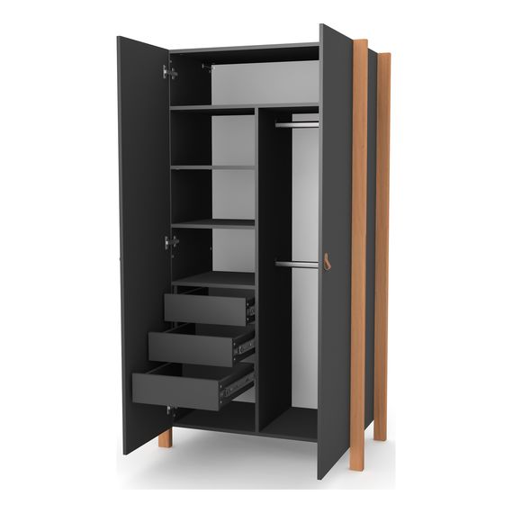Veres Monaco 960 – dětská skříň, dvoudveřová (96×47×180 cm) – Anthracite Natural, Rodzaj: dwudrzwiowa, Kolor: Anthracite Natural, 7 zdjęcie