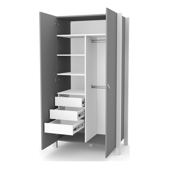 Veres Monaco 960 Two-Door Children's Wardrobe (96x47x180 cm) Graphite White, Rodzaj: dwudrzwiowa, Kolor: Graphite White, image , 7 image