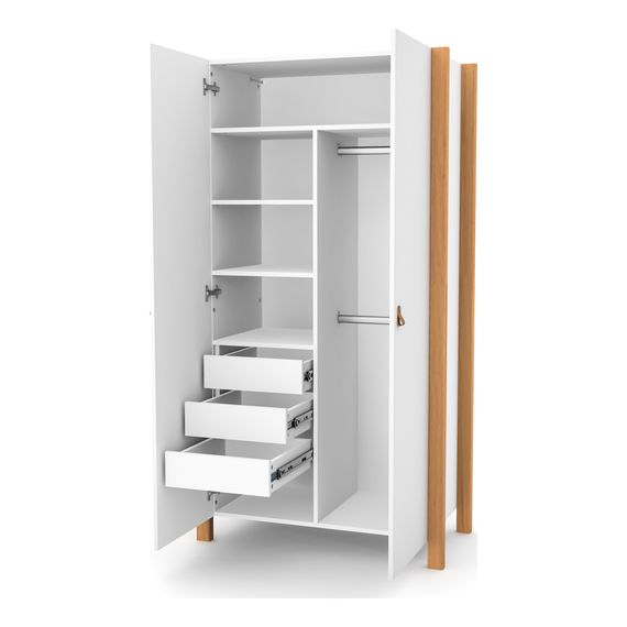 Veres Monaco 960 Two-Door Children's Wardrobe (96x47x180 cm) White Natural, Rodzaj: dwudrzwiowa, Kolor: White Natural, image , 7 image