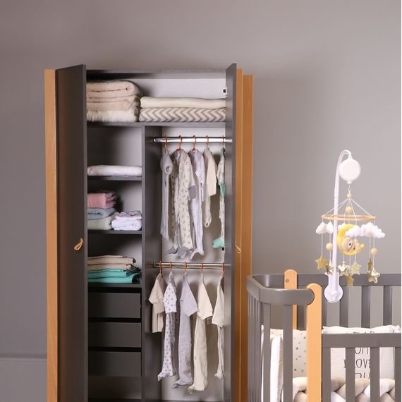 Veres Monaco 960 – dětská skříň, dvoudveřová (96×47×180 cm) – Anthracite Natural, Rodzaj: dwudrzwiowa, Kolor: Anthracite Natural, 10 zdjęcie