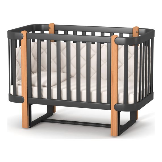 Veres Monaco – postýlka se sklopnou bočnicí (120×60 cm), verze mini (80×60 cm) – Anthracite Natural, Rozmiar: 80x60 lub 120x60 cm, Kolor: Anthracite Natural, 22 zdjęcie