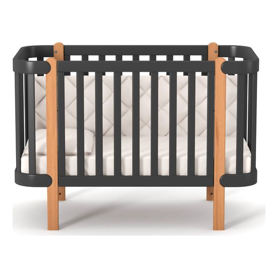 Veres Monaco – postýlka se sklopnou bočnicí (120×60 cm), verze mini (80×60 cm) – Anthracite Natural, Rozmiar: 80x60 lub 120x60 cm, Kolor: Anthracite Natural, 12 zdjęcie