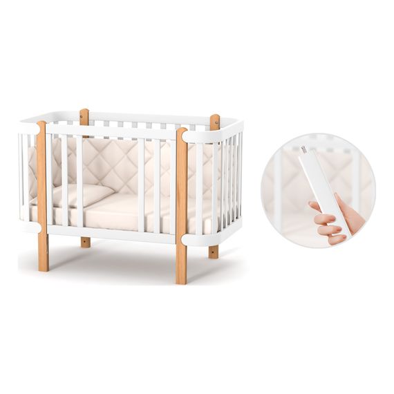 Veres Monaco – dětská postýlka se sklopnou bočnicí (120×60 cm) – White Natural, Rozmiar: 120x60 cm, Kolor: White Natural, 16 zdjęcie