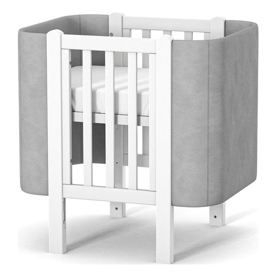 Veres Monaco Velour – postýlka se sklopnou bočnicí (120×60 cm), verze mini (80×60 cm) – Velour Grey White, Rozmiar: 80x60 lub 120x60 cm, Kolor: Velour Grey White, 8 zdjęcie