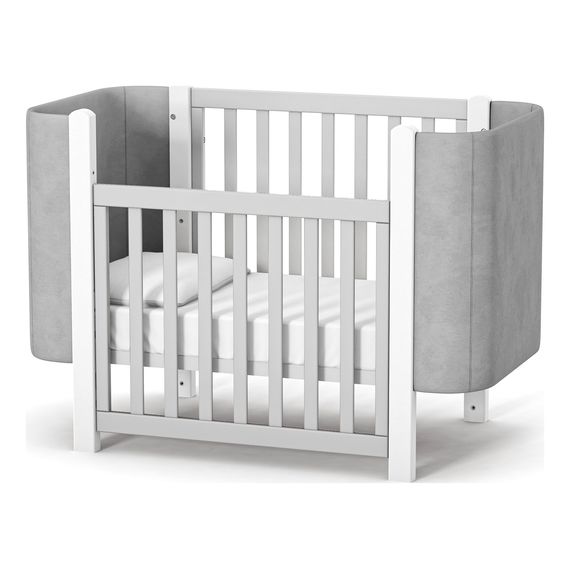Veres Monaco Velour – postýlka se sklopnou bočnicí (120×60 cm), verze mini (80×60 cm) – Velour Grey White, Rozmiar: 80x60 lub 120x60 cm, Kolor: Velour Grey White, 10 zdjęcie