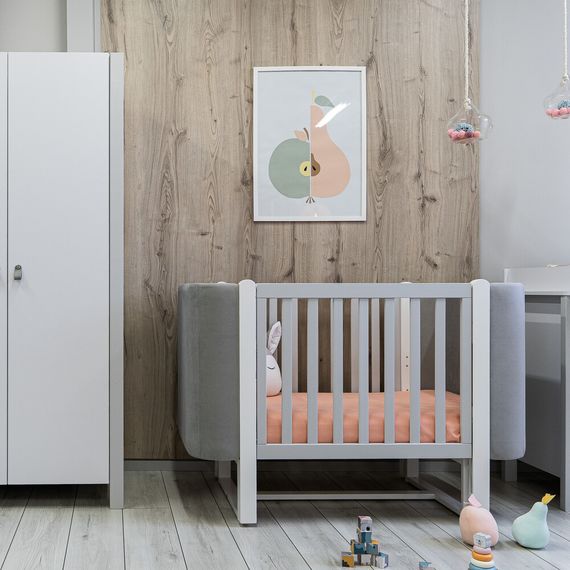 Veres Monaco Velour – postýlka se sklopnou bočnicí (120×60 cm), verze mini (80×60 cm) – Velour Grey White, Rozmiar: 80x60 lub 120x60 cm, Kolor: Velour Grey White, 22 zdjęcie