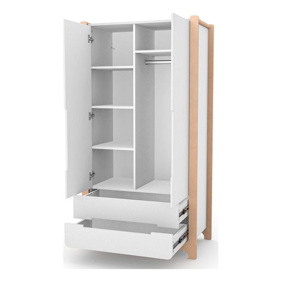 Veres Nice 950 – dětská skříň se zásuvkami, dvoudveřová (95×52,7×179,7 cm) – White Natural, Kolor: White Natural, 3 zdjęcie