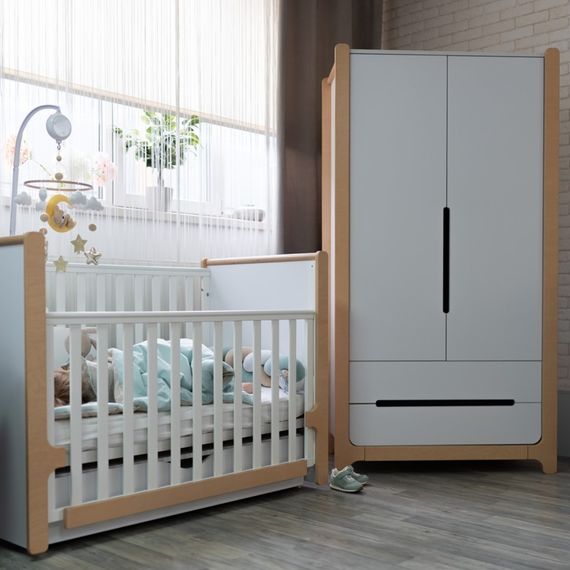 Veres Nice 950 – dětská skříň se zásuvkami, dvoudveřová (95×52,7×179,7 cm) – White Natural, Kolor: White Natural, 6 zdjęcie