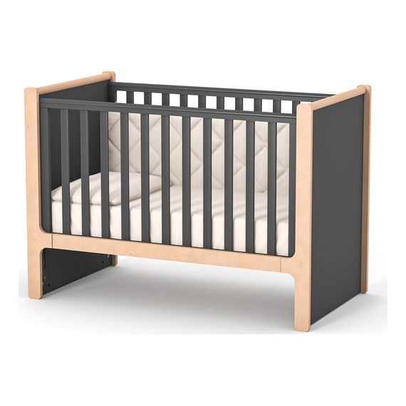 Veres Nice – dětská postýlka s pohyblivou bočnicí (120×60 cm) – Anthracite Natural, Kolor: Anthracite Natural