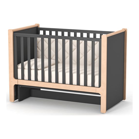 Veres Nice – dětská postýlka s pohyblivou bočnicí (120×60 cm) – Anthracite Natural, Kolor: Anthracite Natural, 7 zdjęcie