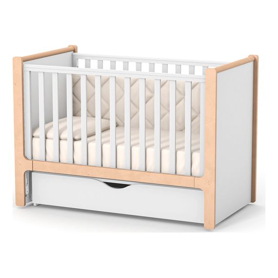 Veres Nice – dětská postýlka s pohyblivou bočnicí (120×60 cm) – White Natural, Kolor: White Natural, 13 zdjęcie