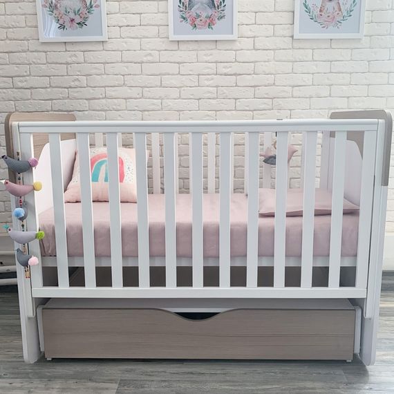 Veres Sydney – dětská postýlka s pohyblivou bočnicí (120×60 cm) – Cappuccino White, 7 zdjęcie