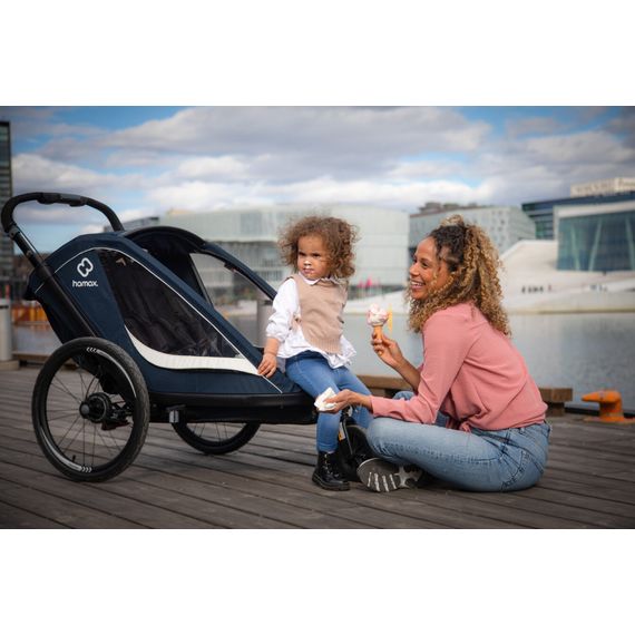 Hamax Breeze One - cyklovozík za kolo, Rodzaj wózka: dla jednego dziecka, Kolor materiału: Navy/Cream, 10 zdjęcie
