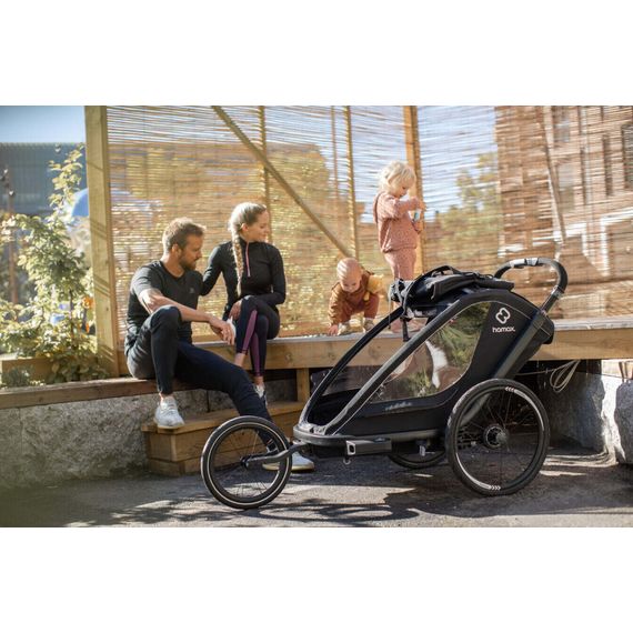 Hamax Breeze - podwójna przyczepka rowerowa, Rodzaj wózka: dla dwójki dzieci, Kolor materiału: Black, 4 zdjęcie