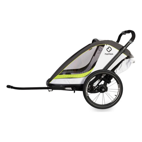 Hamax Breeze - dvoumístný cyklovozík za kolo, Rodzaj wózka: dla dwójki dzieci, Kolor materiału: White/Green, 3 zdjęcie