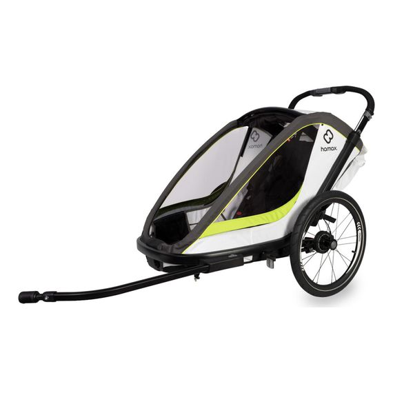 Hamax Breeze - dvoumístný cyklovozík za kolo, Rodzaj wózka: dla dwójki dzieci, Kolor materiału: White/Green, 4 zdjęcie