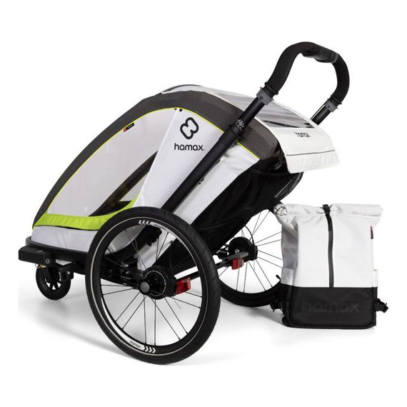 Hamax Breeze - dvoumístný cyklovozík za kolo, Rodzaj wózka: dla dwójki dzieci, Kolor materiału: White/Green, 5 zdjęcie