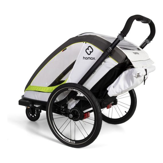 Hamax Breeze - dvoumístný cyklovozík za kolo, Rodzaj wózka: dla dwójki dzieci, Kolor materiału: White/Green, 6 zdjęcie