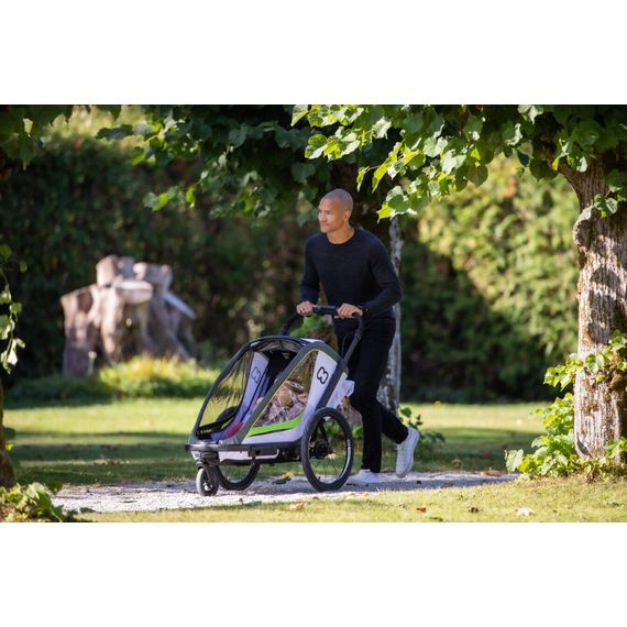 Hamax Breeze - dvoumístný cyklovozík za kolo, Rodzaj wózka: dla dwójki dzieci, Kolor materiału: White/Green, 7 zdjęcie