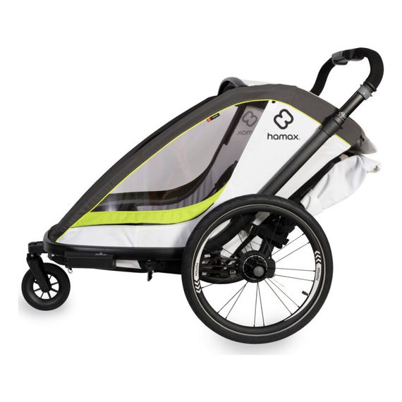 Hamax Breeze - dvoumístný cyklovozík za kolo, Rodzaj wózka: dla dwójki dzieci, Kolor materiału: White/Green