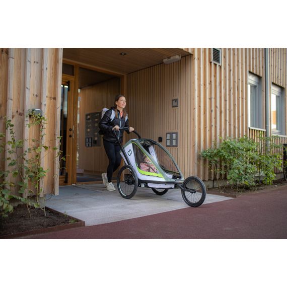 Hamax Breeze - dvoumístný cyklovozík za kolo, Rodzaj wózka: dla dwójki dzieci, Kolor materiału: White/Green, 14 zdjęcie