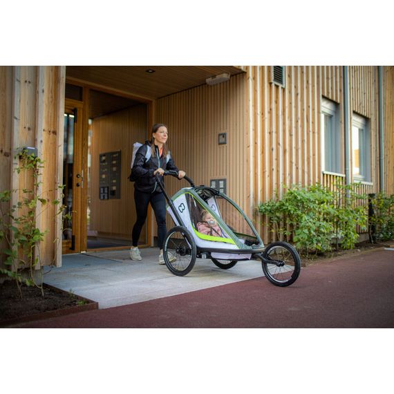 Hamax Breeze - dvoumístný cyklovozík za kolo, Rodzaj wózka: dla dwójki dzieci, Kolor materiału: White/Green, 21 zdjęcie