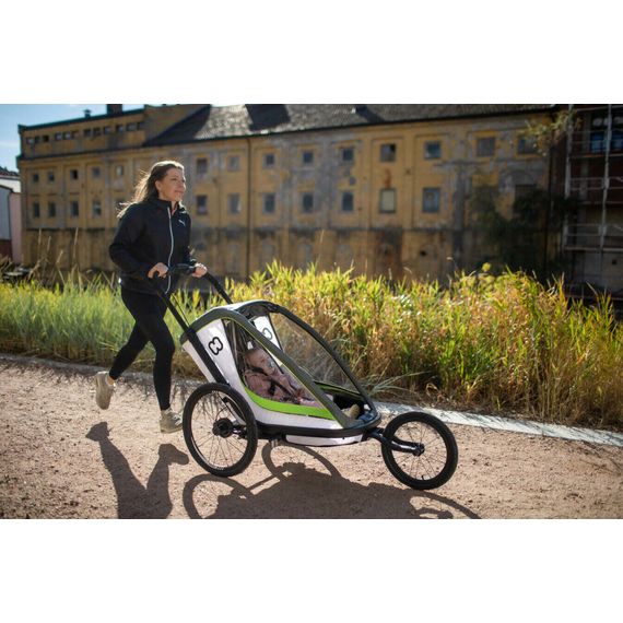 Hamax Breeze - dvoumístný cyklovozík za kolo, Rodzaj wózka: dla dwójki dzieci, Kolor materiału: White/Green, 23 zdjęcie