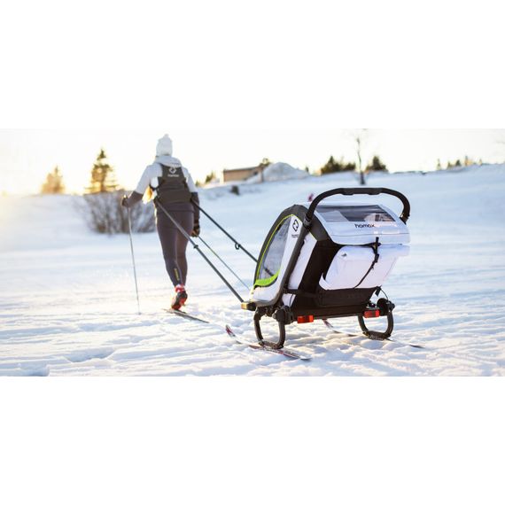 Hamax Breeze - dvoumístný cyklovozík za kolo, Rodzaj wózka: dla dwójki dzieci, Kolor materiału: White/Green, 28 zdjęcie