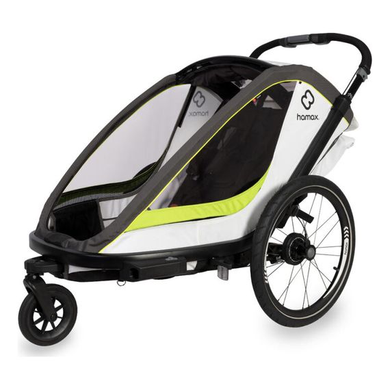 Hamax Breeze - dvoumístný cyklovozík za kolo, Rodzaj wózka: dla dwójki dzieci, Kolor materiału: White/Green, 32 zdjęcie