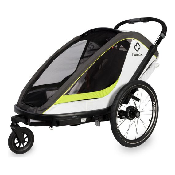 Hamax Breeze - dvoumístný cyklovozík za kolo, Rodzaj wózka: dla dwójki dzieci, Kolor materiału: White/Green, 33 zdjęcie