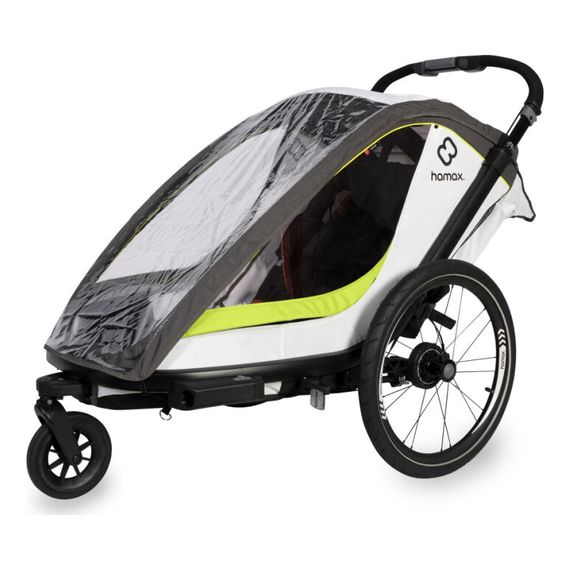 Hamax Breeze - dvoumístný cyklovozík za kolo, Rodzaj wózka: dla dwójki dzieci, Kolor materiału: White/Green, 34 zdjęcie