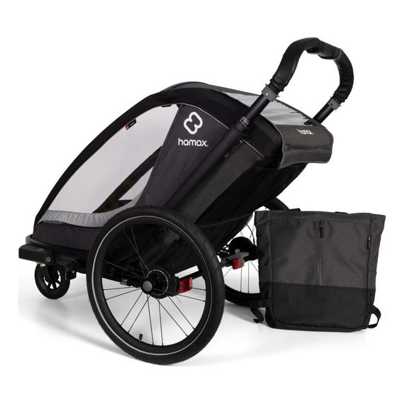 Hamax Cocoon - dvoumístný cyklovozík, Rodzaj wózka: dla dwójki dzieci, Kolor materiału: Grey/Black, 12 zdjęcie