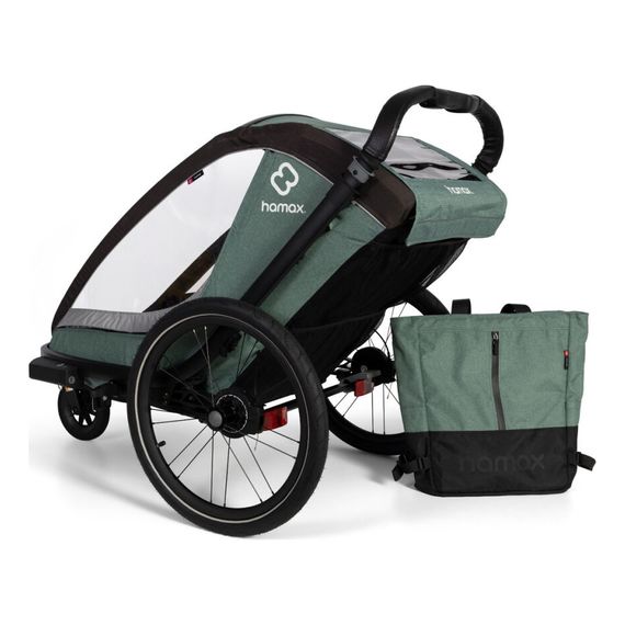 Hamax Cocoon - dvoumístný cyklovozík, Rodzaj wózka: dla dwójki dzieci, Kolor materiału: Green/Black, 15 zdjęcie