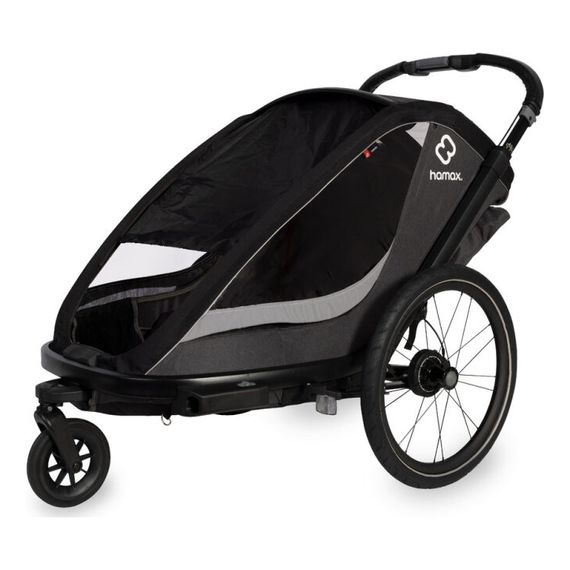 Hamax Cocoon - dvoumístný cyklovozík, Rodzaj wózka: dla dwójki dzieci, Kolor materiału: Grey/Black, 14 zdjęcie